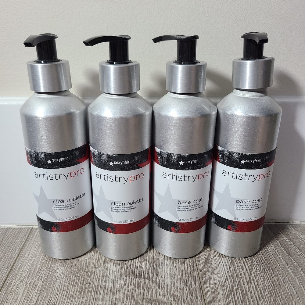 Lot 4 Sexy Hair Artistry Pro Clean Palette Shampoo & Base Coat Conditioner 9.4oz